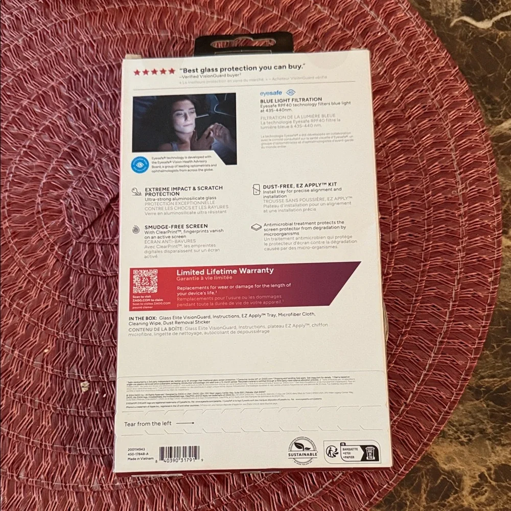 ZAGG VisionGuard Screen Protector for iPhone 15 Plus - Black